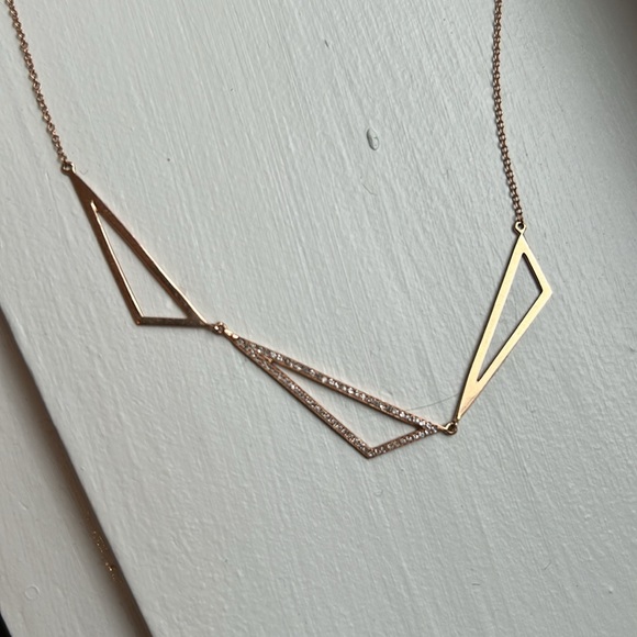 14k rose gold necklace with pave diamonds - Picture 5 of 8